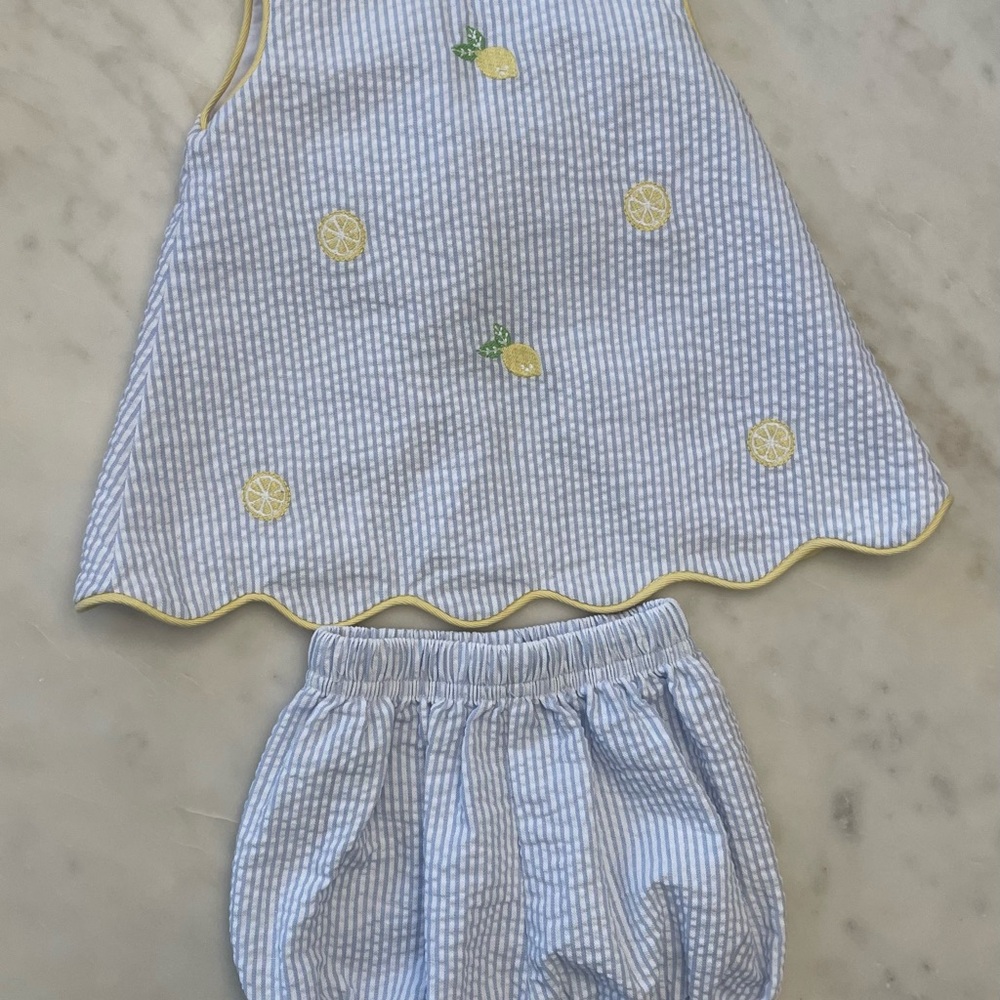Zuccini Kids Blue and White Striped Diaper Cover Set with Lemon Accents
